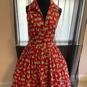 Bernie dexter red kitty cat pin up dress med M
